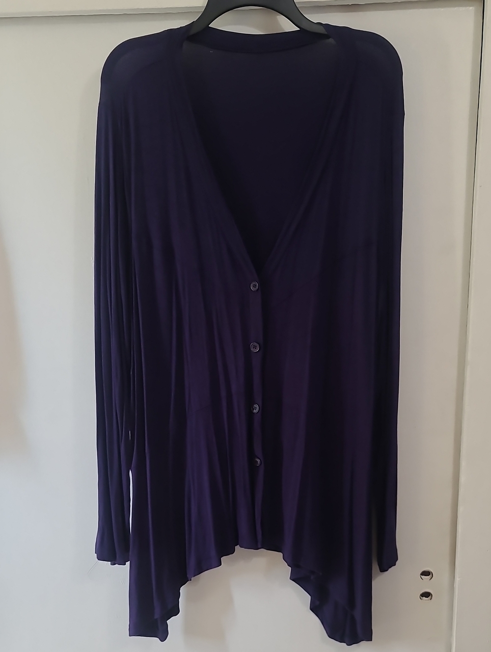 Women's Navy Blue V-Neck Front Button Lightweight Cardigan